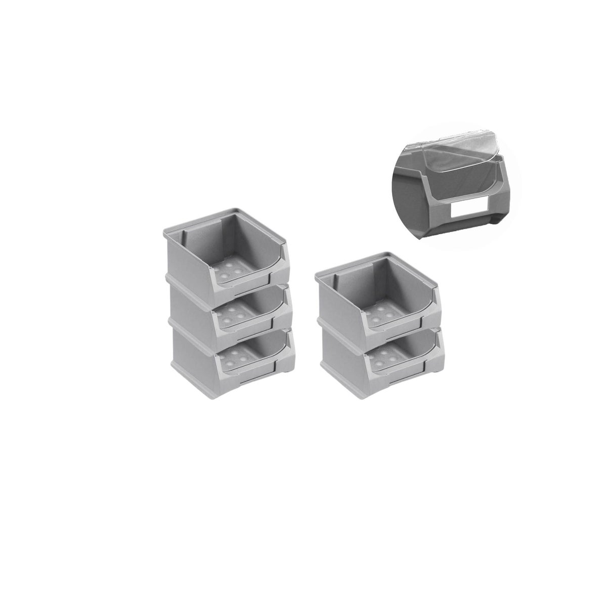 PROREGAL Value Pack 5 x Grijze Opbergdoos 1.0 Met Deksel HxBxD 6 x 10 x 10 cm 0,4 Liter Opbergdoos