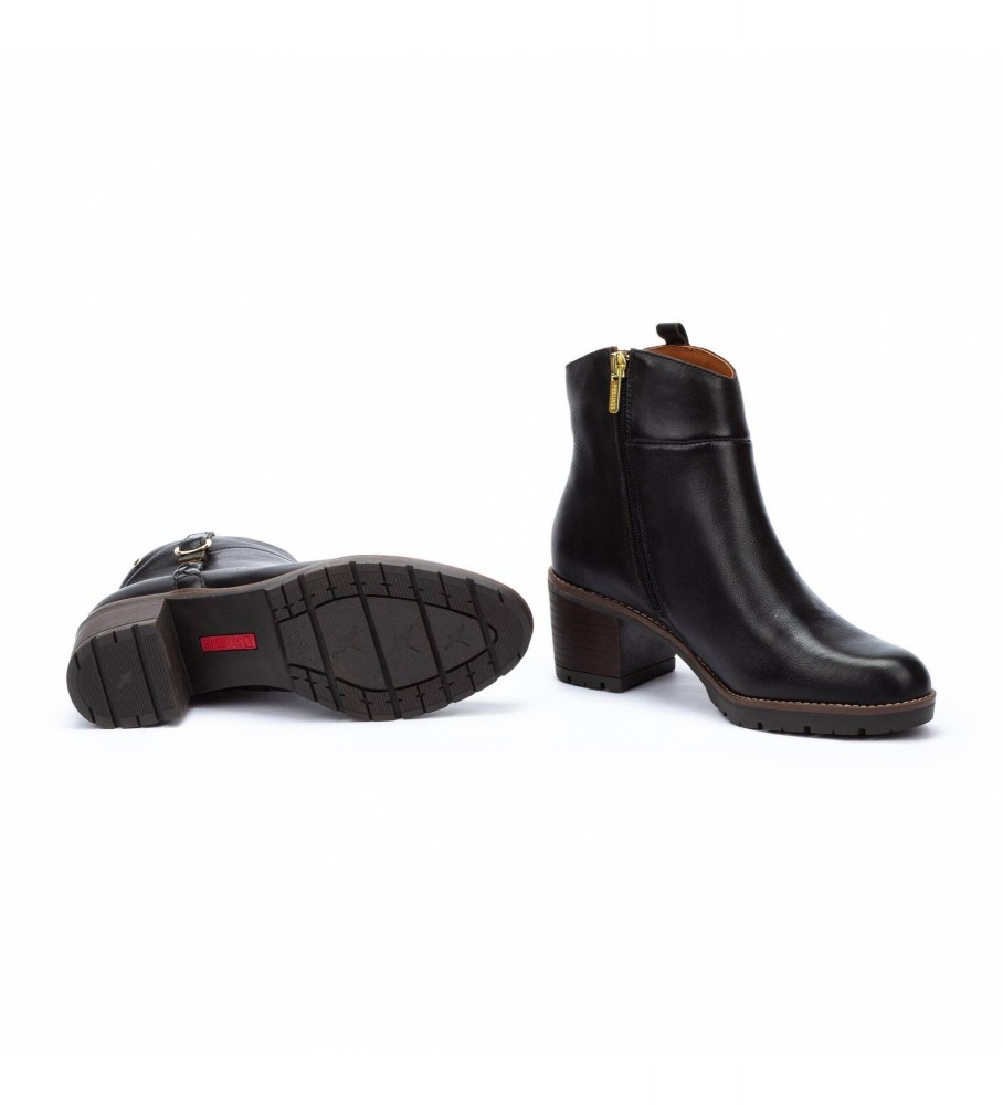 Botas de cano curto Pikolinos Llanes em couro preto - Altura do salto: 6 cm -