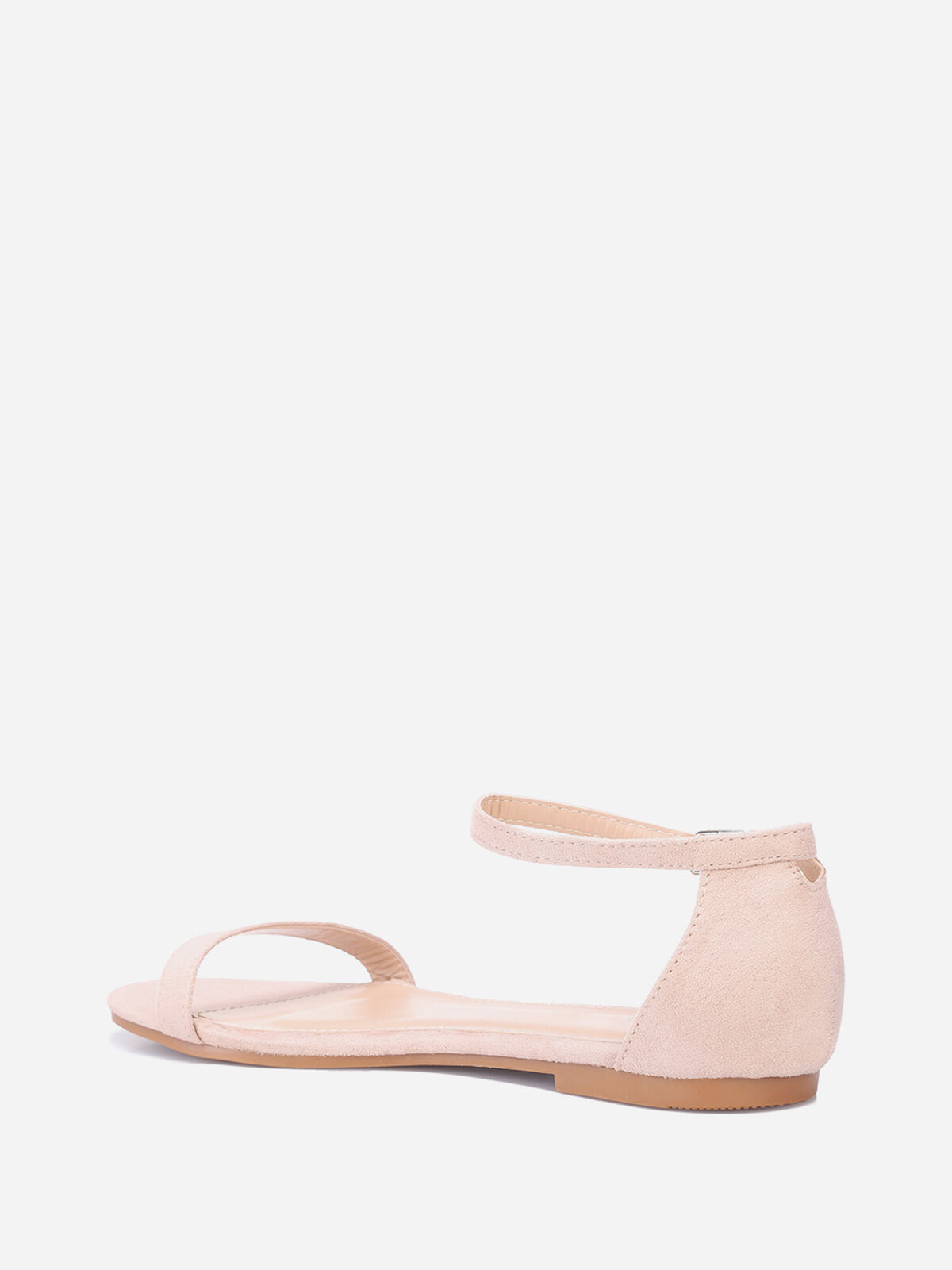 Sandales plates en suédine- Beige