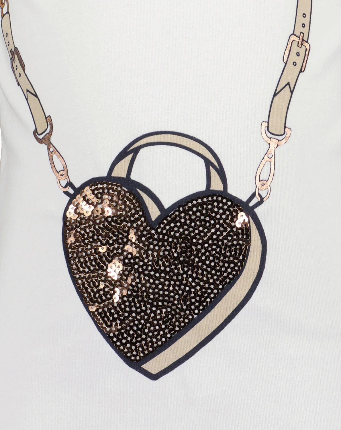 T-Shirt HEART BAG mit Pailletten in weiß