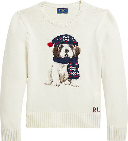 Polo Ralph Lauren Bluse - Wolle - Weiß m. Hund