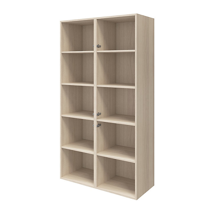Armoire effet chêne 6 portes blanches GoodHome Atomia H. 187,5 x L. 100 x P. 47 cm