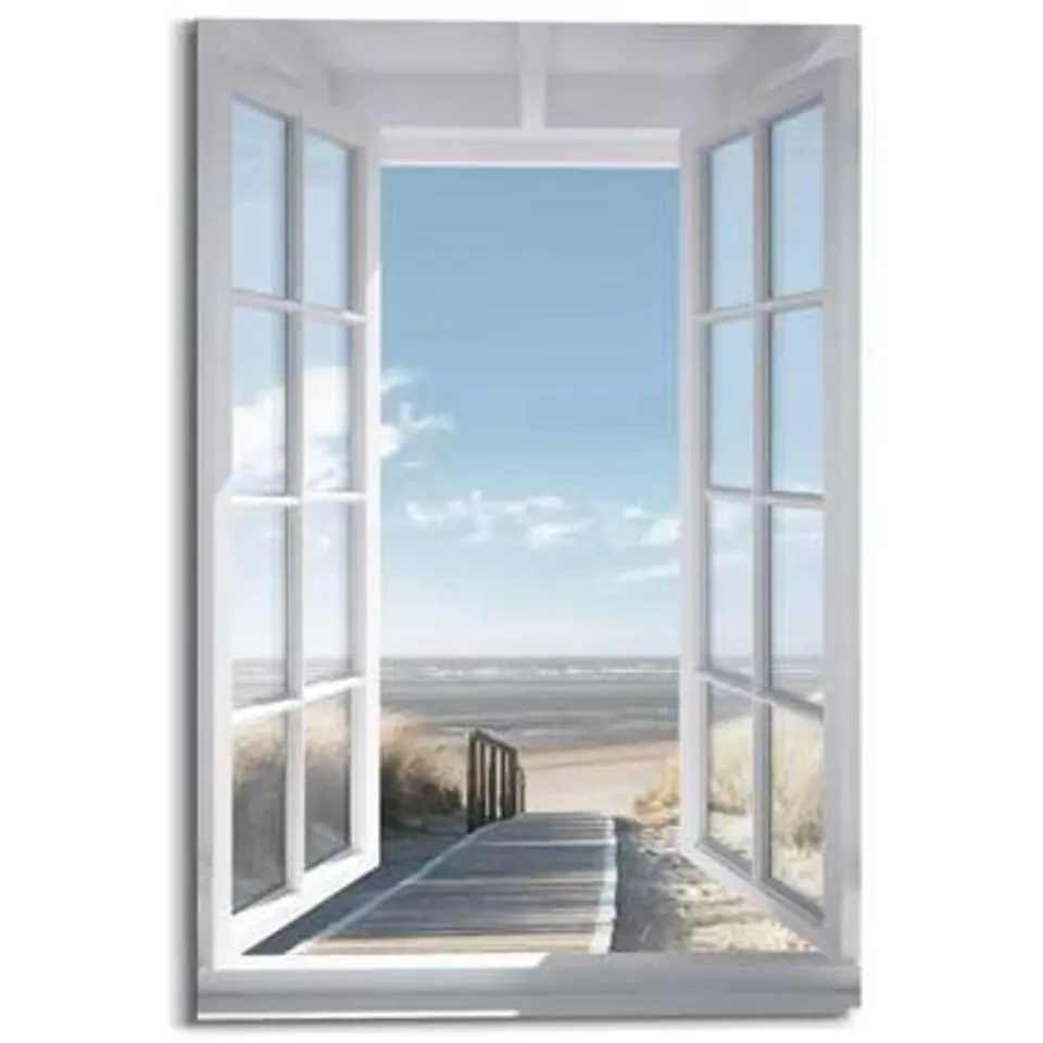 Schilderij Noordzee uitzicht - 90x60cm - Blauw