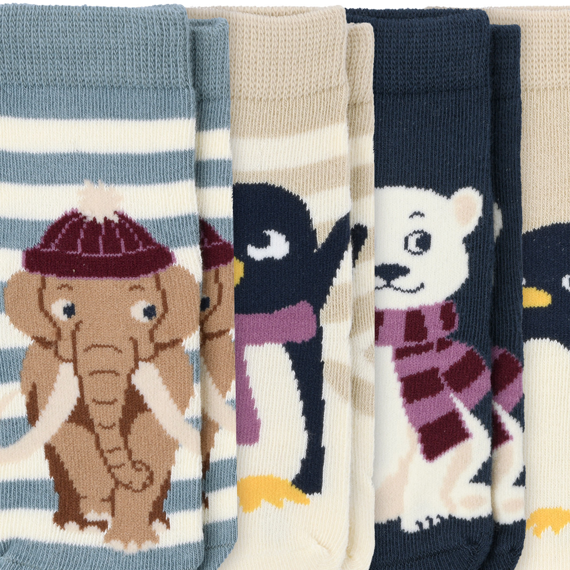 Topomini 5 Paar Baby Socken in verschiedenen Dessins blau / beige / dunkelblau