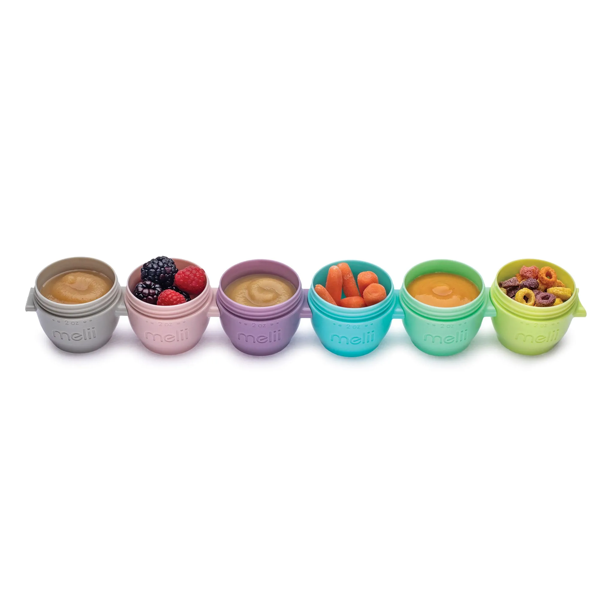 Melii Bols et Couvercles Snap & Go Pods 2oz Paquet de 6