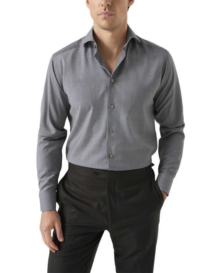 ETON Slim Fit Brown Houndstoothmerino Wool Shirt Brun
