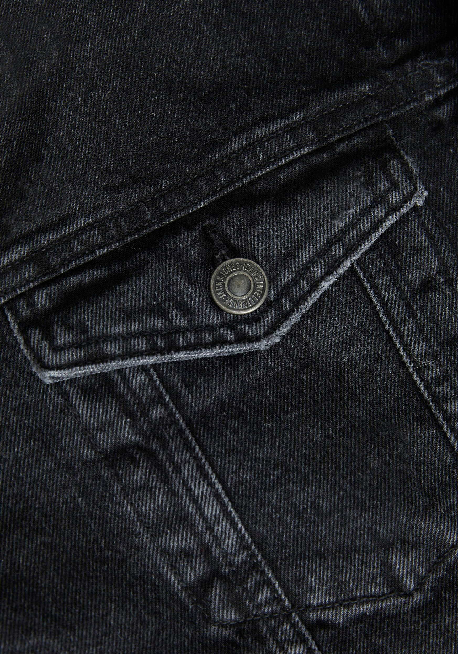 Jack & Jones Jeansjacke »JJIJEAN Jeansjacke mit Windschutz, stylisch und angenehm tragbar« Abriebeffekte, modisch, regular fit, Baumwolle
