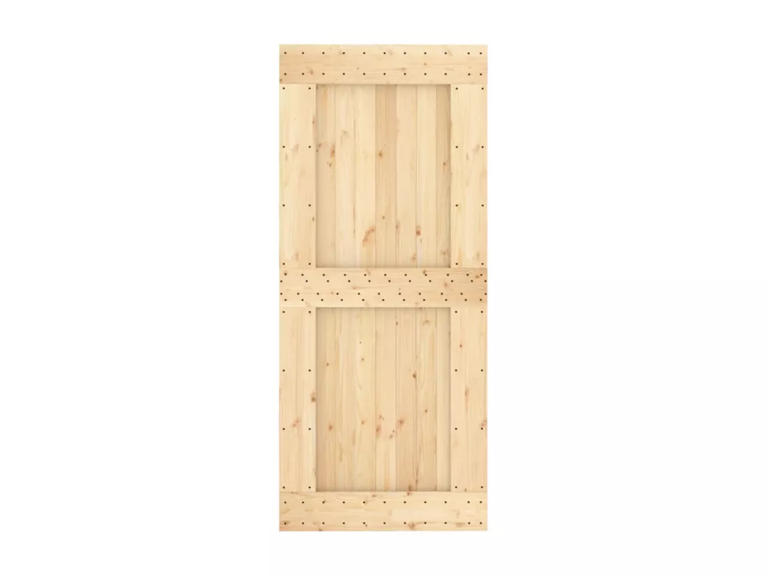 Porte coulissante et kit de quincaillerie 90x210 cm pin massif