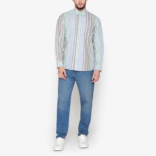 Signal Boone Stripe Skjorte, Worn Green, XXL