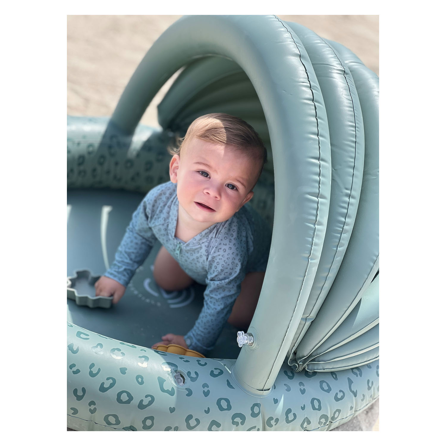 Swim Essentials Kinderzwembad met Zonnescherm Luipaard Groen