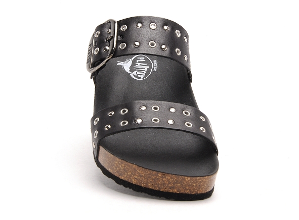 Plakton mules et sabots plats femme met rock noir