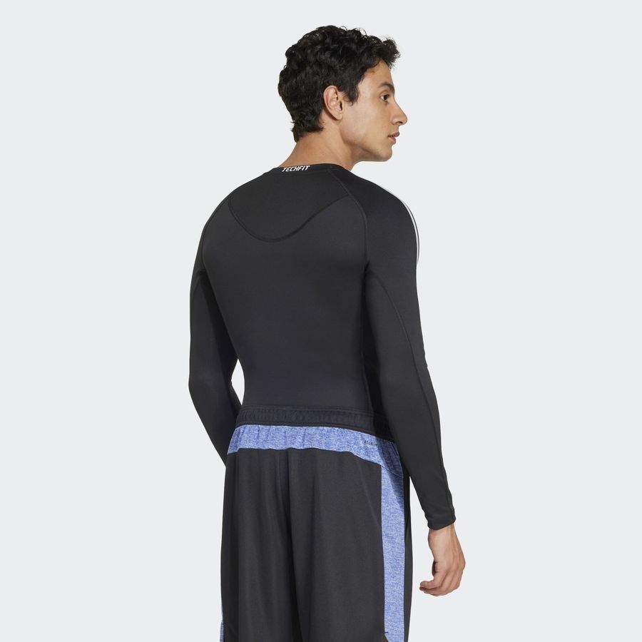 Adidas T-shirt manches longues compression 3 bandes Techfit Training