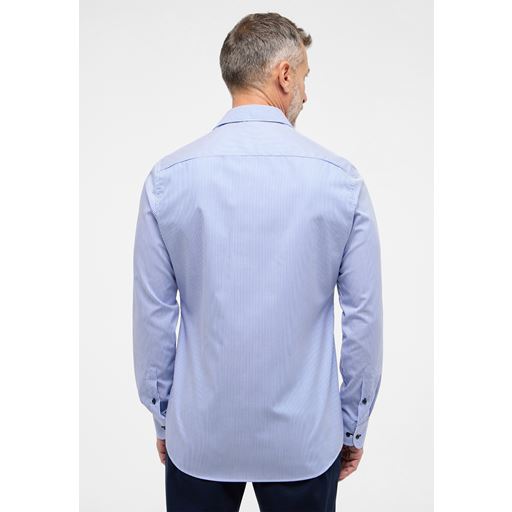 Eterna Stribet Slim Fit Skjorte, Blå, 40