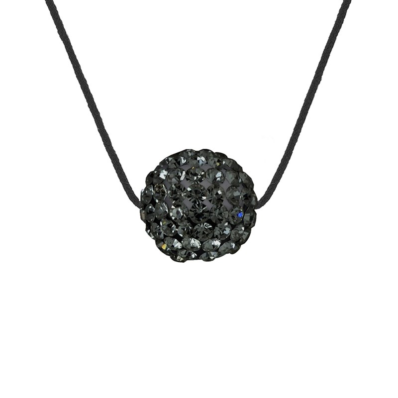 Collier - Nylon noir - Cristal blanc - Argent 925