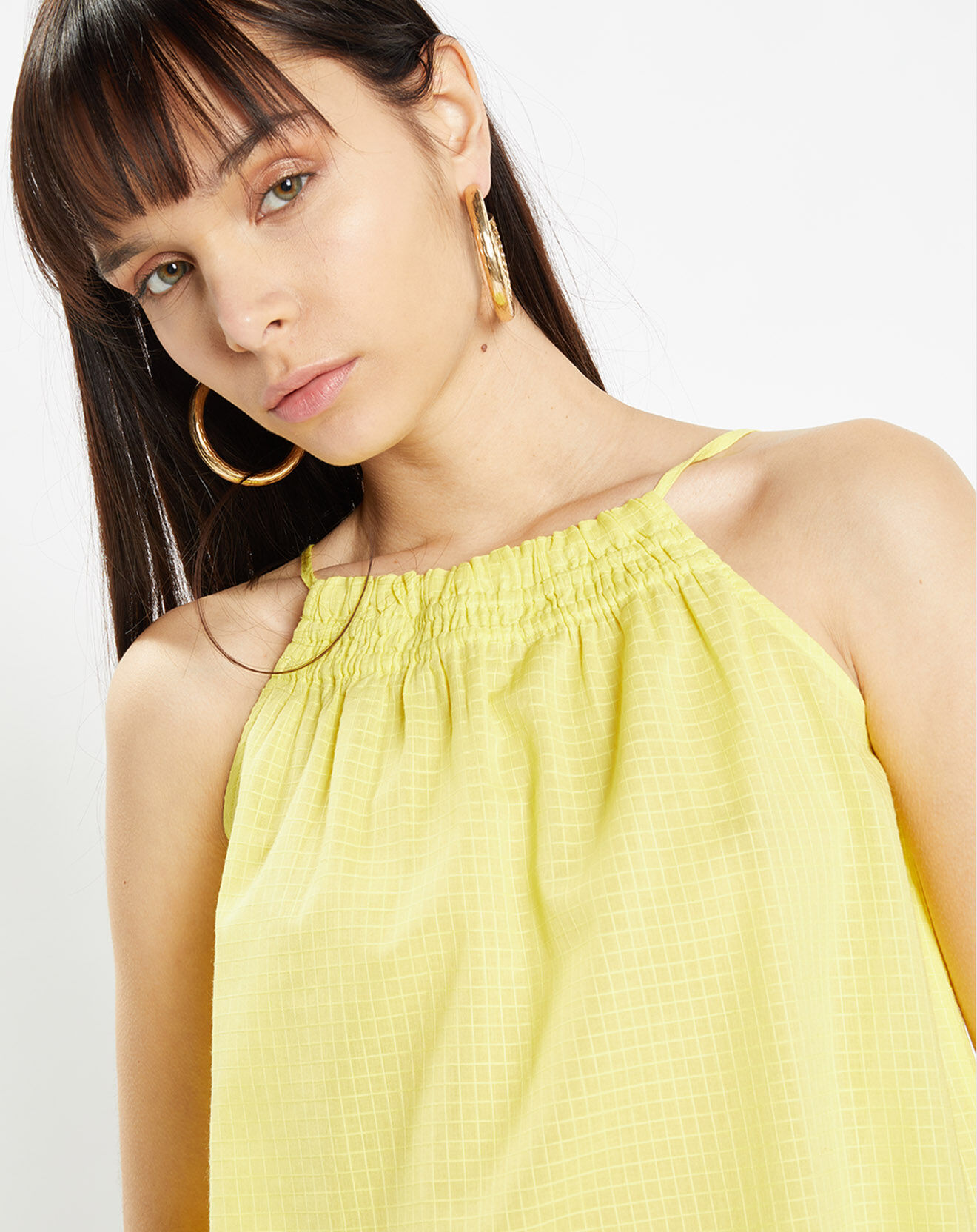 Galeries Lafayette Top en Coton biologique Lagos à fines bretelles jaune