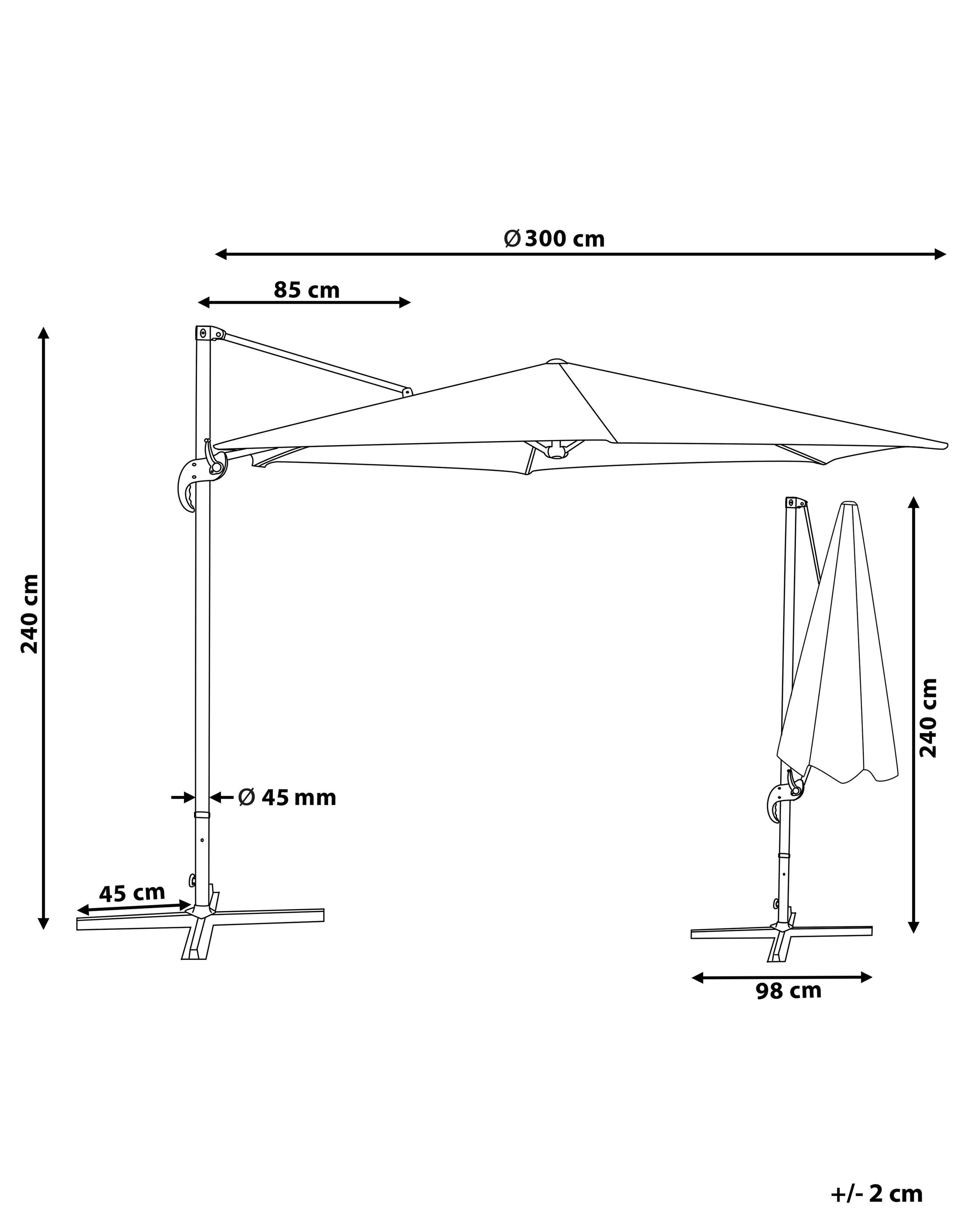 Zweefparasol 300 cm SAVONA Grijs Donkergrijs