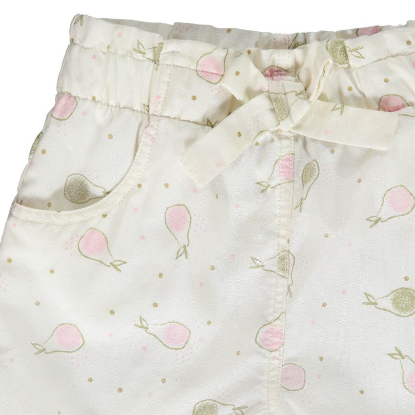 Short en lyocell imprimé poires pour bébé fille - Ecru