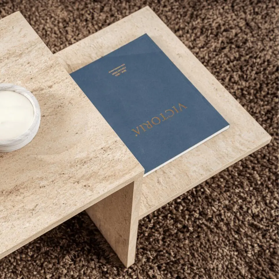 CALICOSY - Salontafel HARMONY - Travertijn - 40x77x40 cm