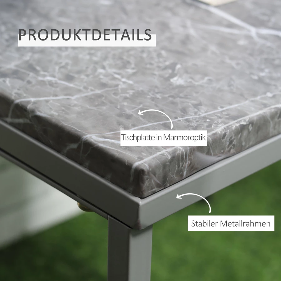 Outsunny Gartentisch mit Metallrahmen grau