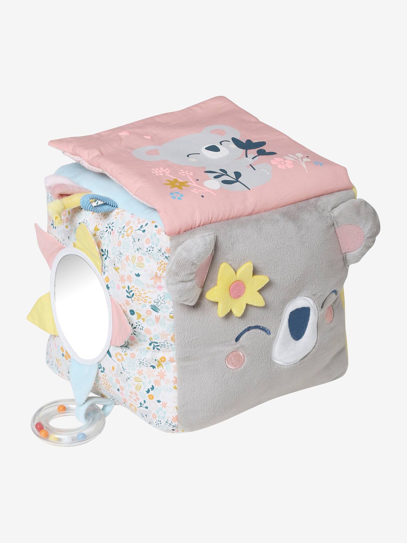 Cubo grande rosa estilo koala, liso e com estampas.