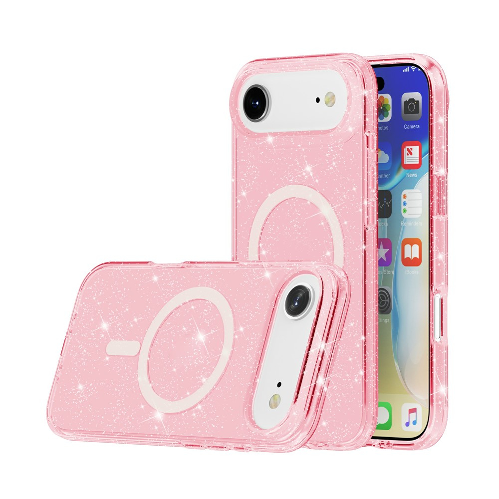 iPhone Air MagSafe Hybrid Hardcase Schutzhülle im Glitzer Design - Pink / Transparent