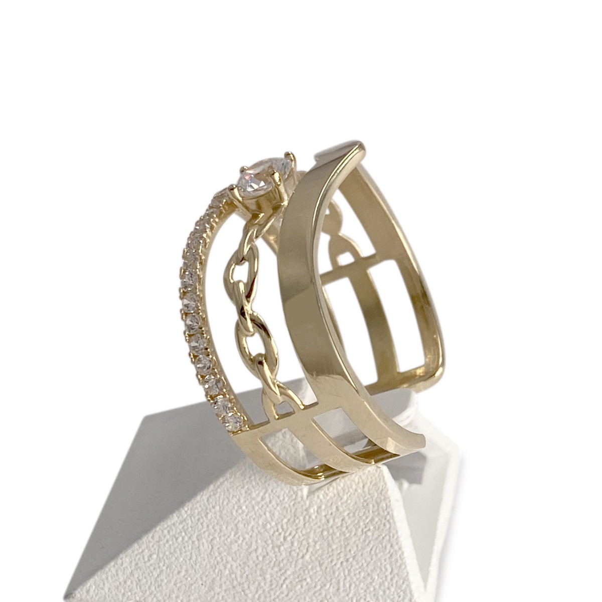 Bague d'occasion or 750 jaune zirconias