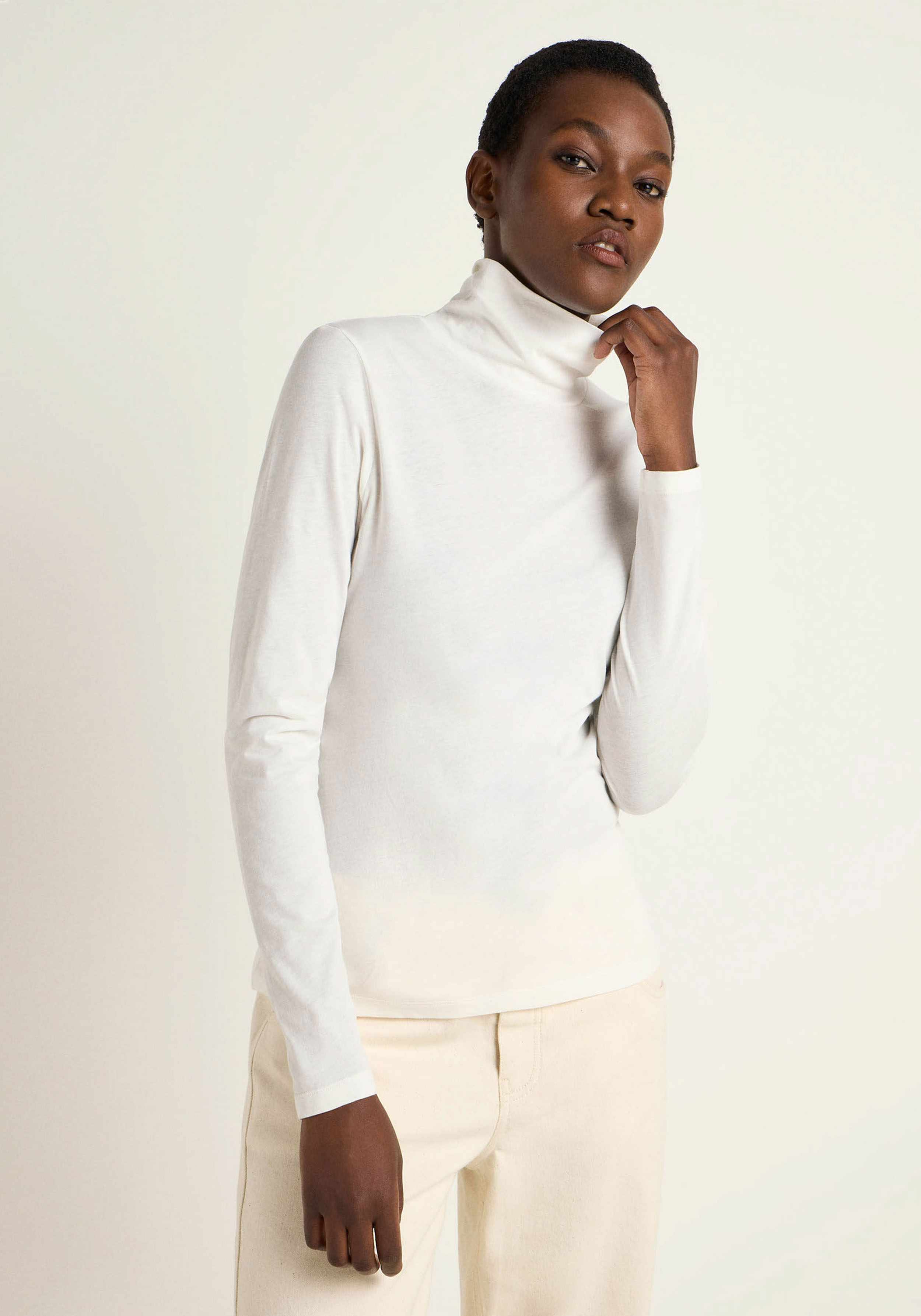 Lanius Rollkragenshirt Off White