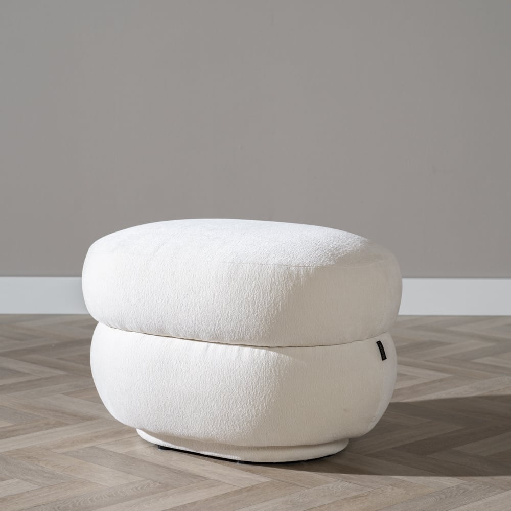 Bronx71 Hocker Mia ovaal chenille off white