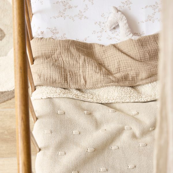 Meyco Ledikantdeken Knots Teddy - 100 x 150 cm - Soft Sand