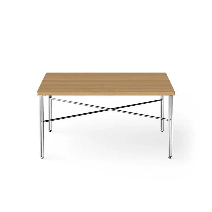 NINE - Inline Couchtisch, 80 x 80 cm, Eiche / Edelstahl poliert