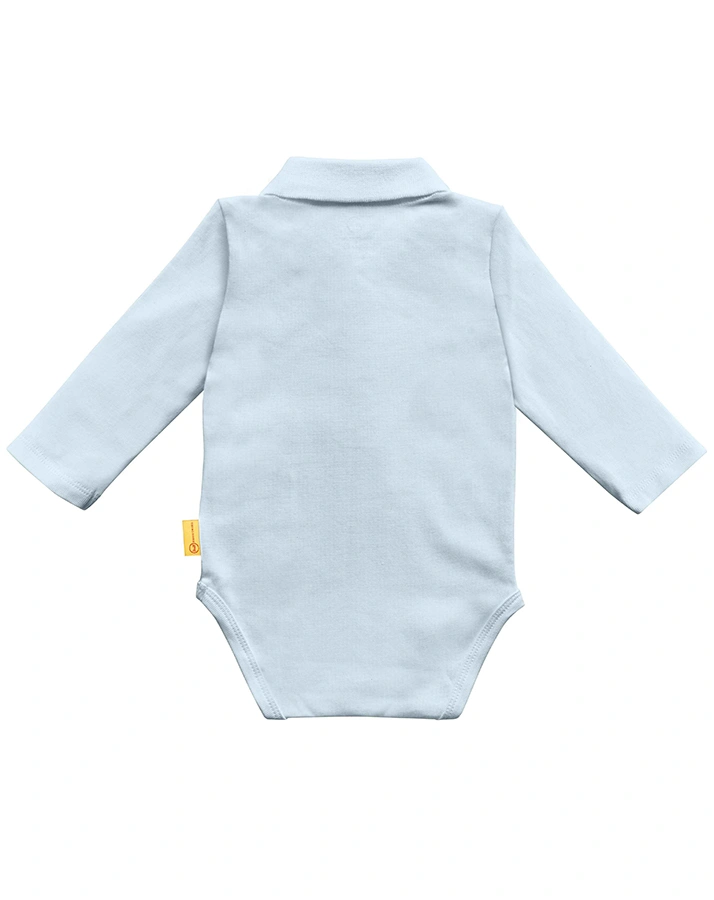 Langarm-Body BASIC mit Polokragen in hellblau