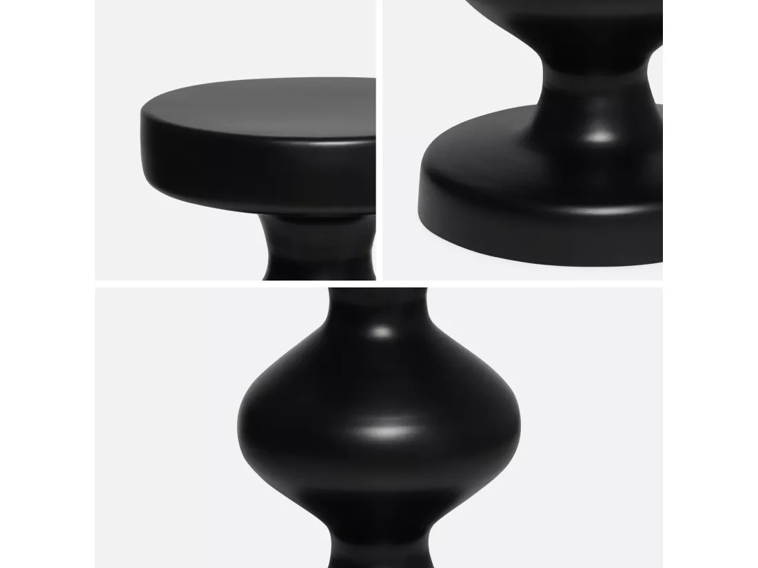 Table d'appoint. bout de canapé. table de chevet en métal. noir. Hawa Ø29.5 x H 47cm
