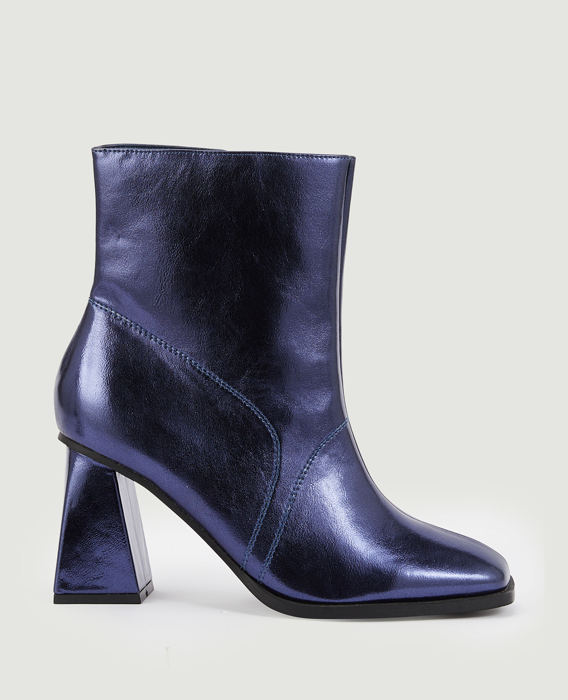 Boots bout carré avec talon trapèze - Bleu foncé