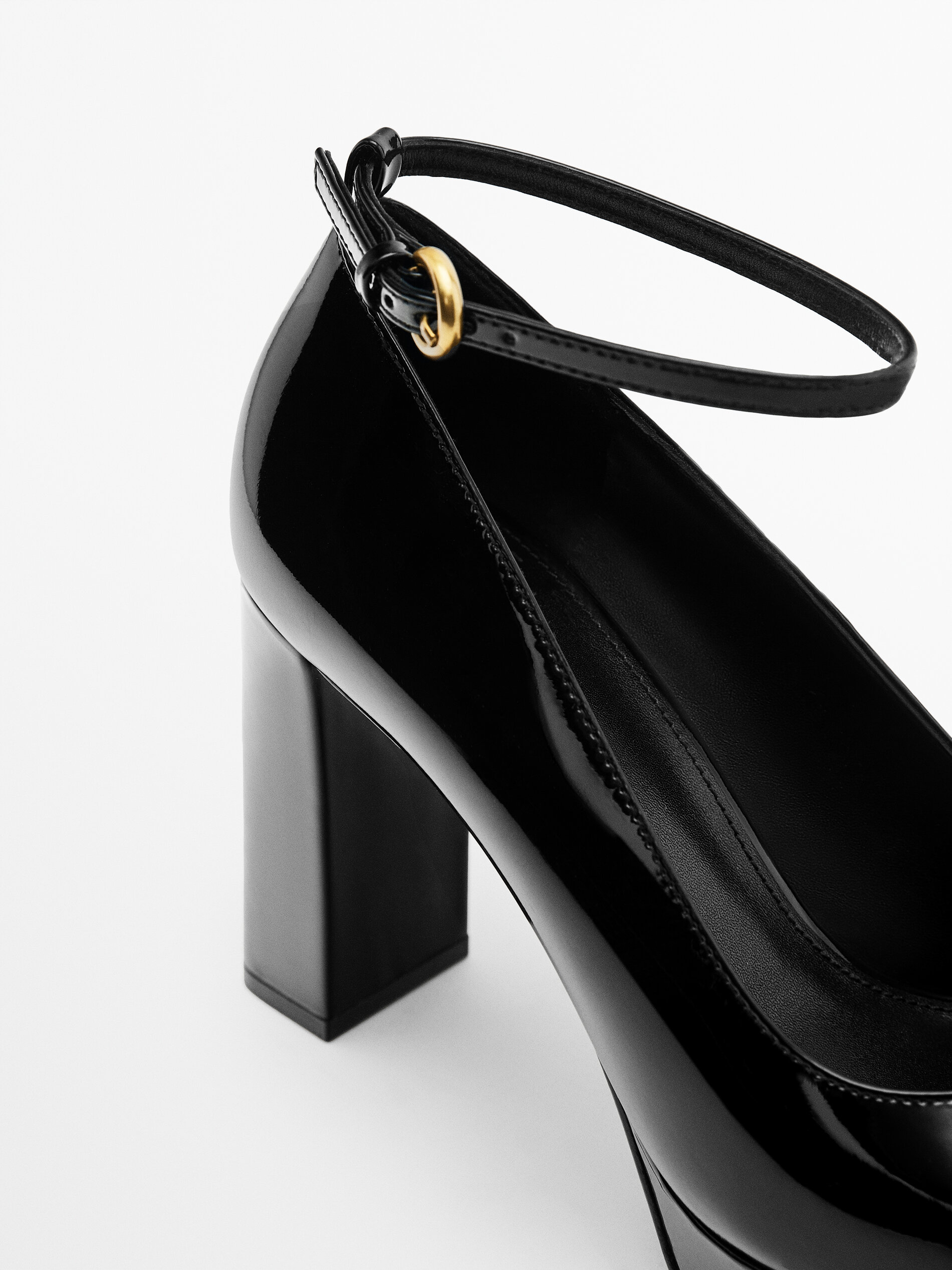 Sapato plataforma de couro com salto - Studio - PRETO
