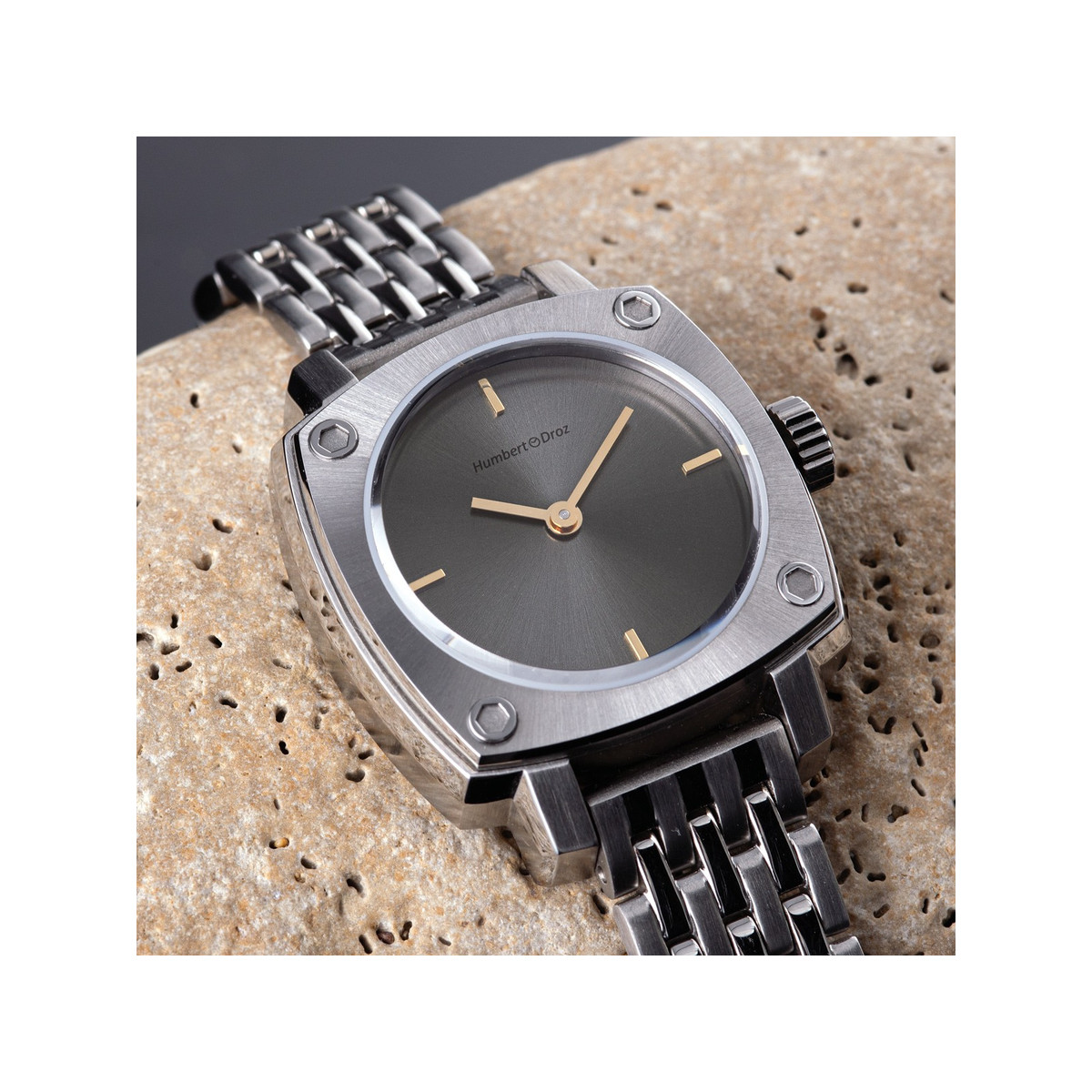 Montre HUMBERT-DROZ hd lou femme mecanique, bracelet acier argent