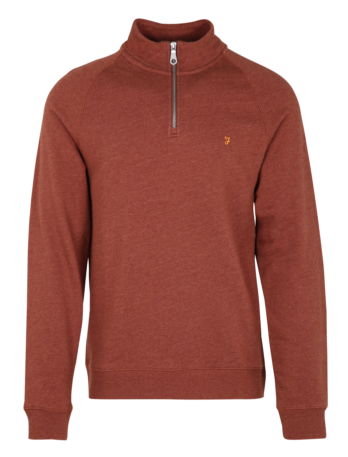 JIM - Sweat col zippé regular-fit en coton bio | Marron
