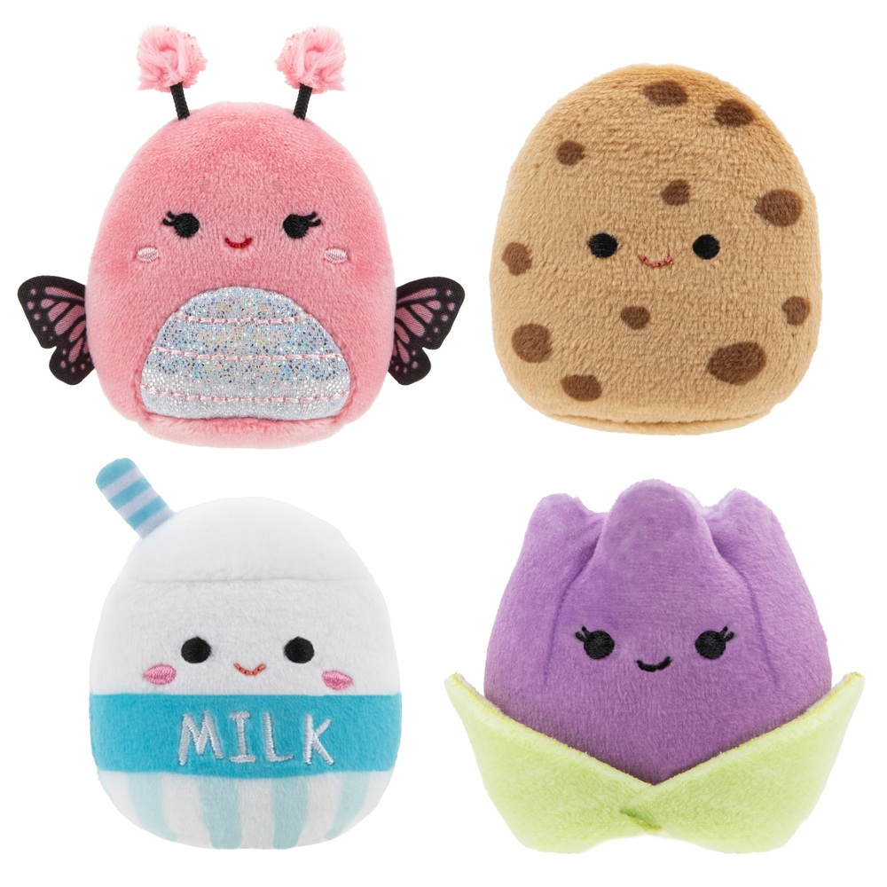 Squishville von Original Squishmallows, 5 cm, 4er-Pack – Perfect Pairs Squad Plüschtiere