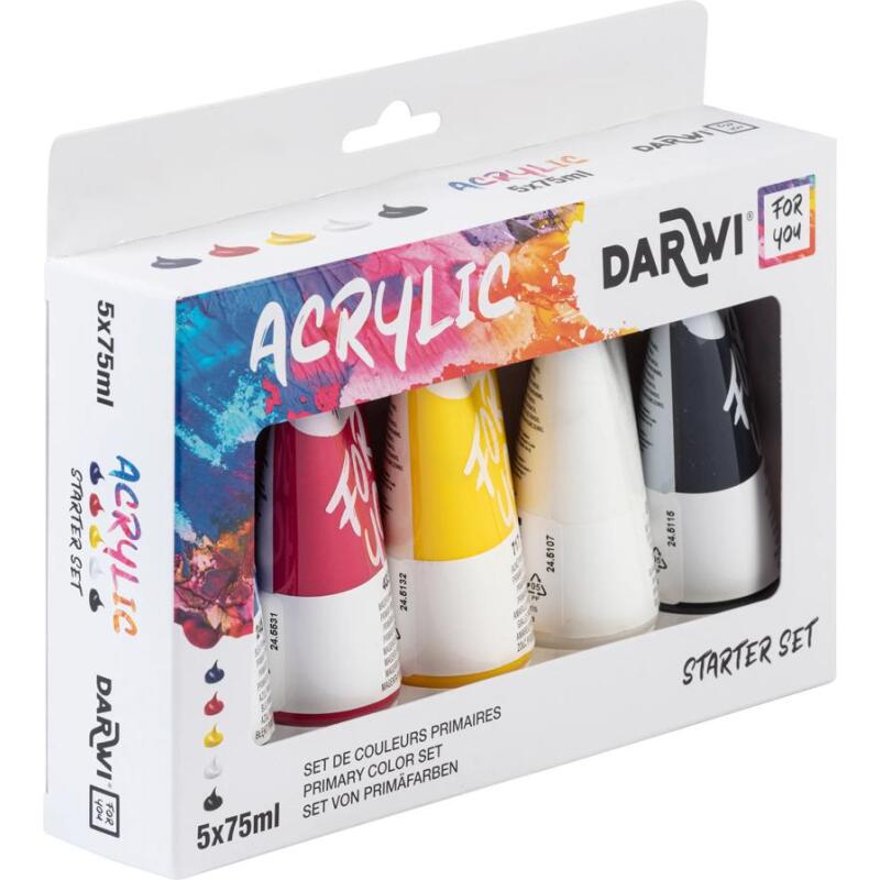 Darwi For You set de peinture acrylique - 5x75 ml - Assortiment