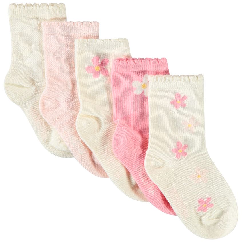 Lot de 5 paires de chaussettes fantaisie pour bébé fille - Ecru