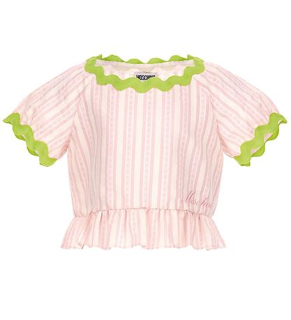 Moschino Top - Rose Gestreift/Neongrün