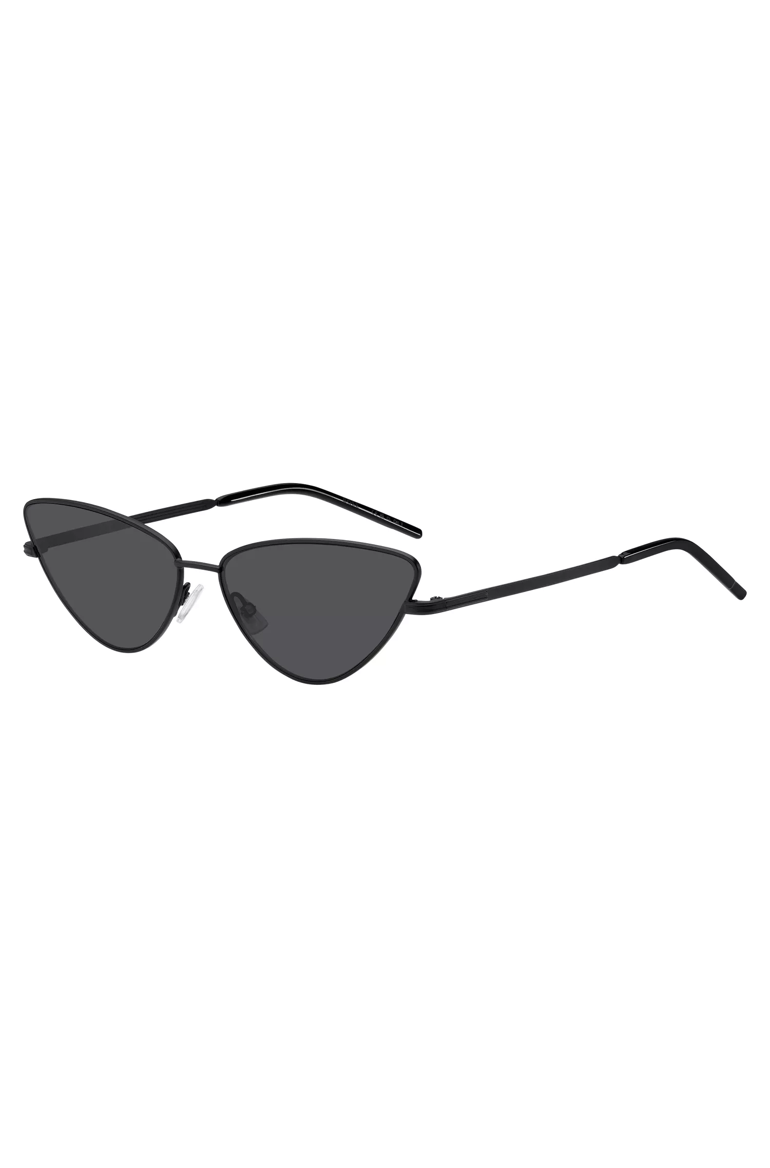 Óculos de sol BOSS Black-Cat-eye em aço preto com detalhes exclusivos.