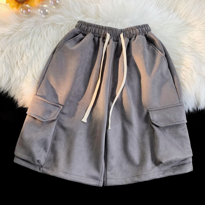 Breeson - Effen cargoshorts met trekkoordtaille