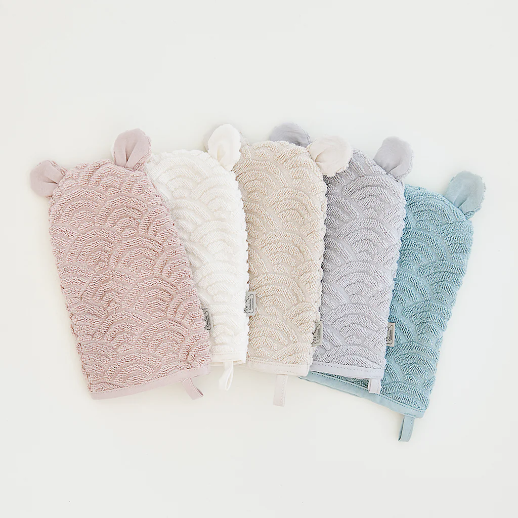Vaskehandske med ører - GOTS Off-White