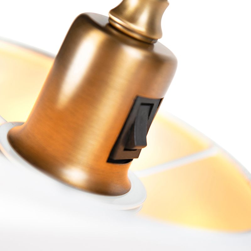 Klassieke vloerlamp brons met witte kap - Ashley