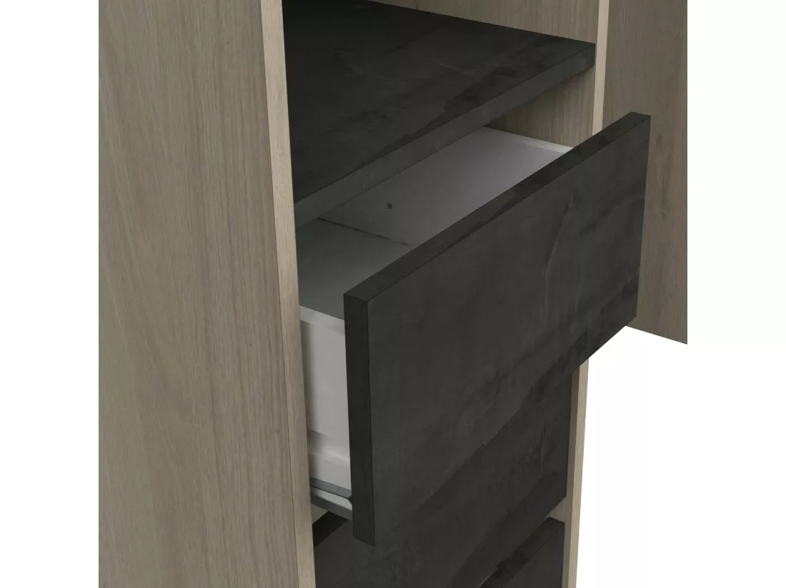 Grande Garde-robe Dshimiz, Meubles de chambre, Penderie de plain-pied, Placard à vêtements, 200x44 h218 cm, Chêne clair