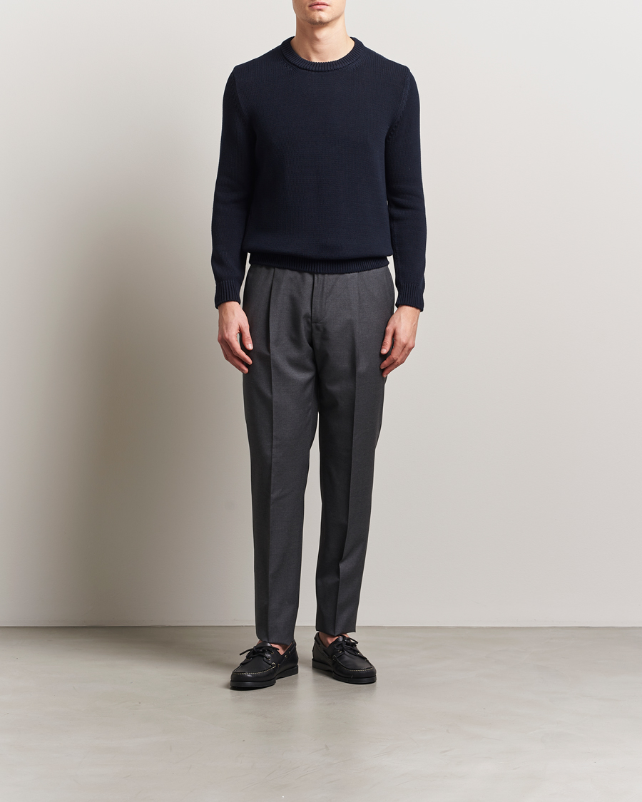Zanone Soft Cotton Crewneck Sweater Navy