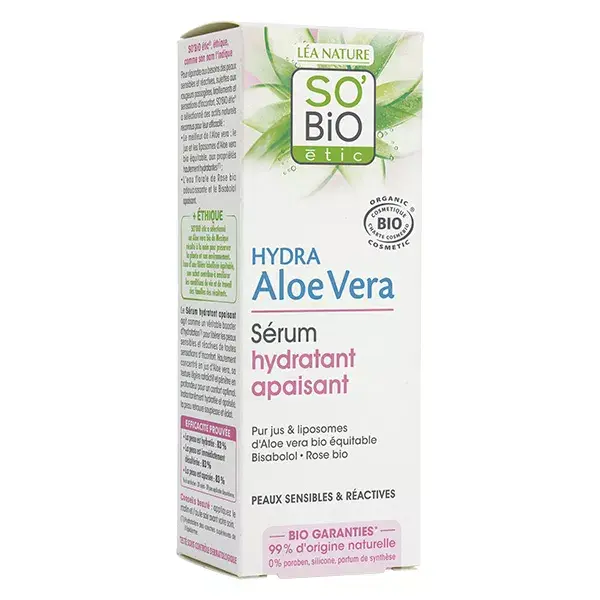 So'Bio Étic Hydra Aloe Vera Sérum Hidratante Calmante Orgânico 30ml