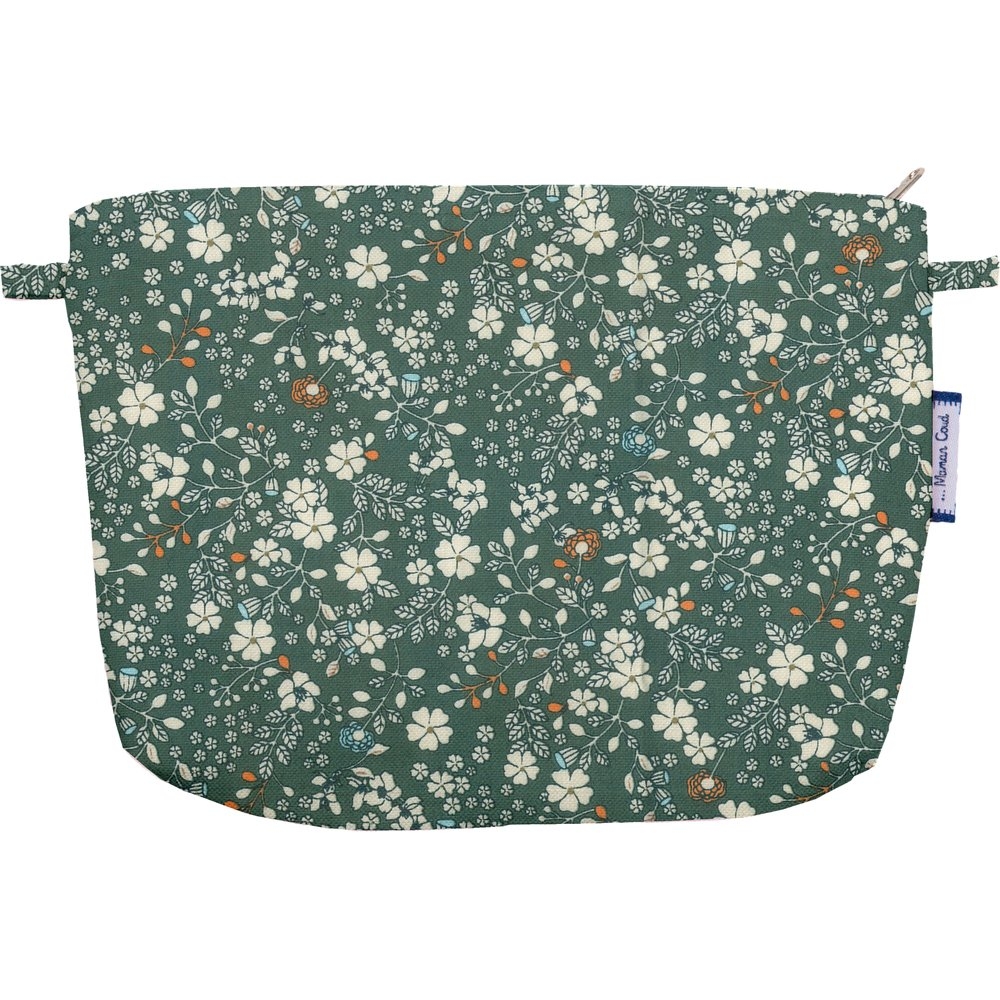Pochette Tissu Fleuri Kaki