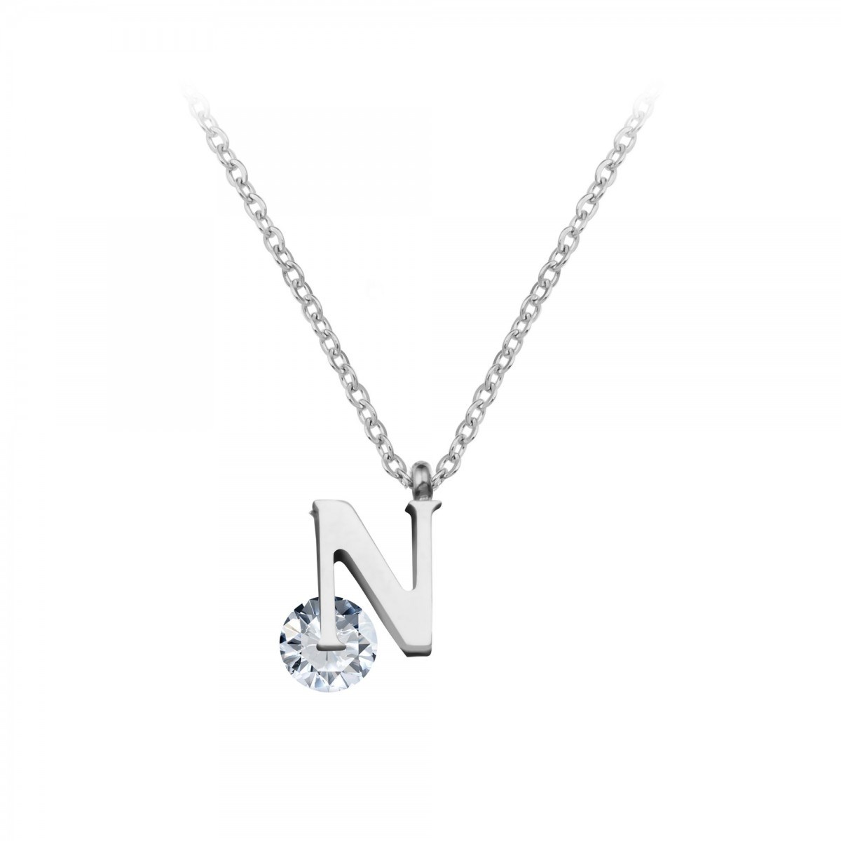 Collier alphabet lettre N SC Crystal orné de cristaux scintillants