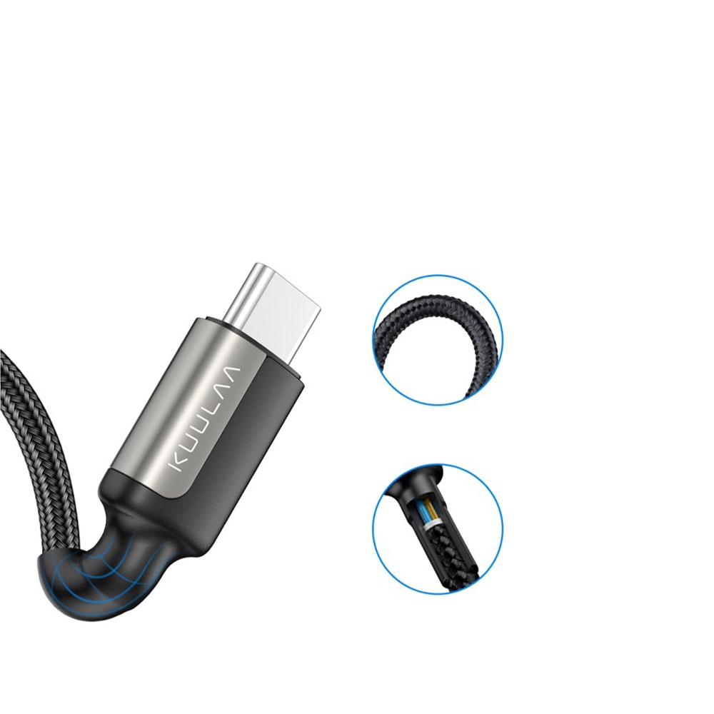 (2m/3A) 60W USB C auf USB C Schnellladekabel Datenkabel Quick Charge 4.0 / Power Delivery Nylon - Schwarz